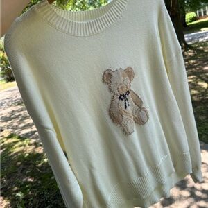 Le Lis Cream Teddy Bear Sweater - Cuddle Season - Size Medium